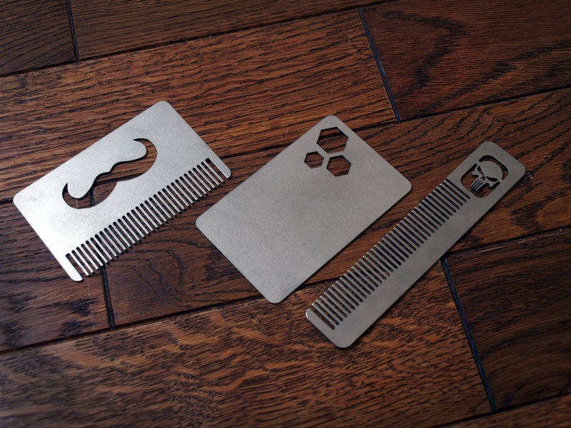 Load image into Gallery viewer, Titanium Mustache Comb from Calti, edc tool, tactical tool, edc, every day carry, titanium edc, tactical edc, beard comb, hipster comb