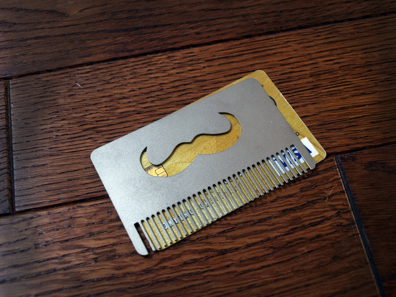 Load image into Gallery viewer, Titanium Mustache Comb from Calti, edc tool, tactical tool, edc, every day carry, titanium edc, tactical edc, beard comb, hipster comb