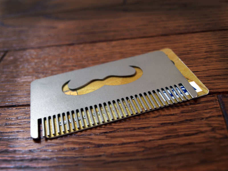 Load image into Gallery viewer, Titanium Mustache Comb from Calti, edc tool, tactical tool, edc, every day carry, titanium edc, tactical edc, beard comb, hipster comb