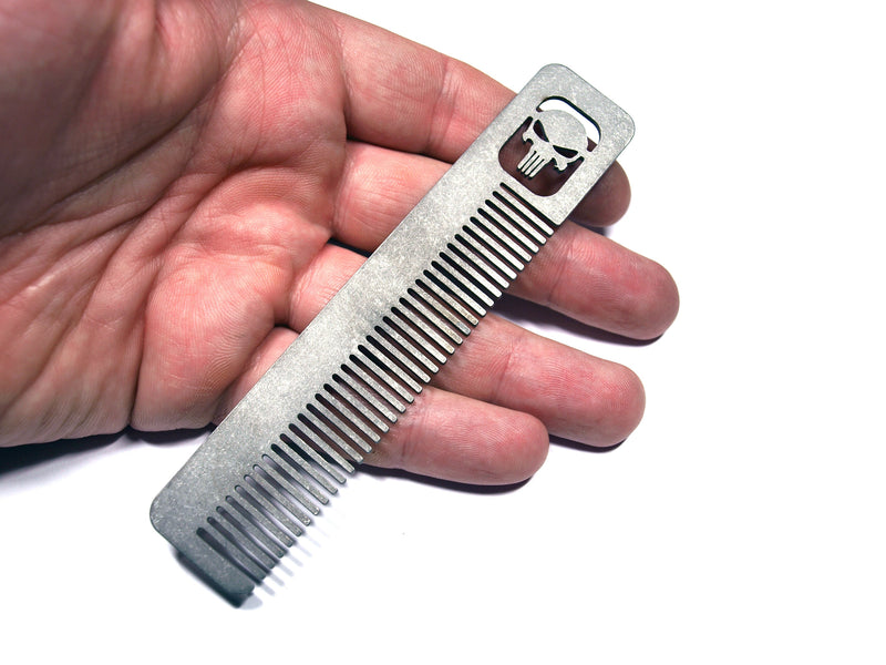 Load image into Gallery viewer, Titanium Punisher Comb Stonewashed, punisher, edc tool, tactical tool, edc, every day carry, hair comd, titanium edc, punisher custom