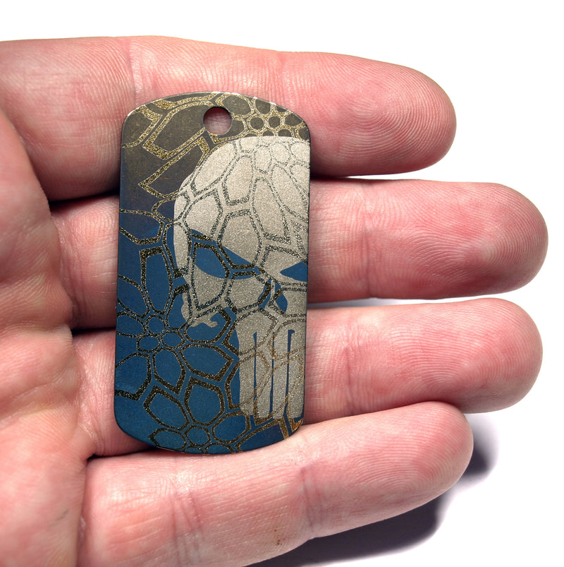Load image into Gallery viewer, Punisher Titanium tag, Military badge, military Tag, Hypoalergic, pet tag, titanium edc, medical tag, medical alert tag, engraved tag