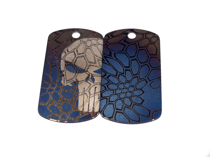 Load image into Gallery viewer, Punisher Titanium tag, Military badge, military Tag, Hypoalergic, pet tag, titanium edc, medical tag, medical alert tag, engraved tag