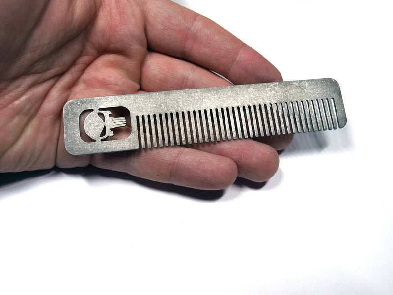 Load image into Gallery viewer, Titanium Punisher Comb Stonewashed, punisher, edc tool, tactical tool, edc, every day carry, hair comd, titanium edc, punisher custom