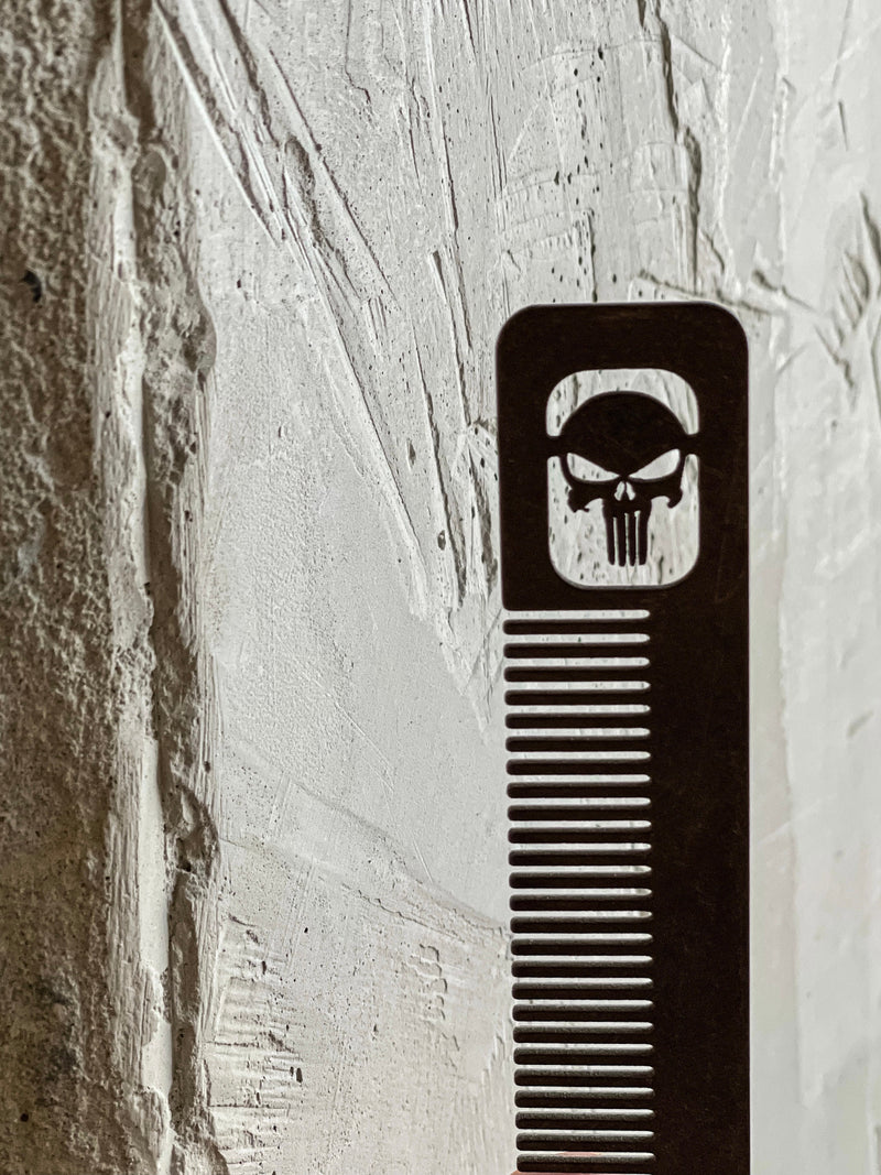 Load image into Gallery viewer, Titanium Punisher Comb Stonewashed, punisher, edc tool, tactical tool, edc, every day carry, hair comd, titanium edc, punisher custom