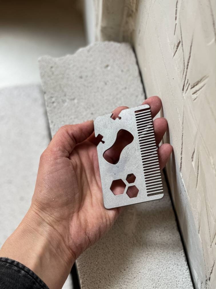 Load image into Gallery viewer, Titanium Multitool Mustache Comb from Calti, edc tool, tactical tool, edc, every day carry, titanium edc, tactical edc, beard comb, comb