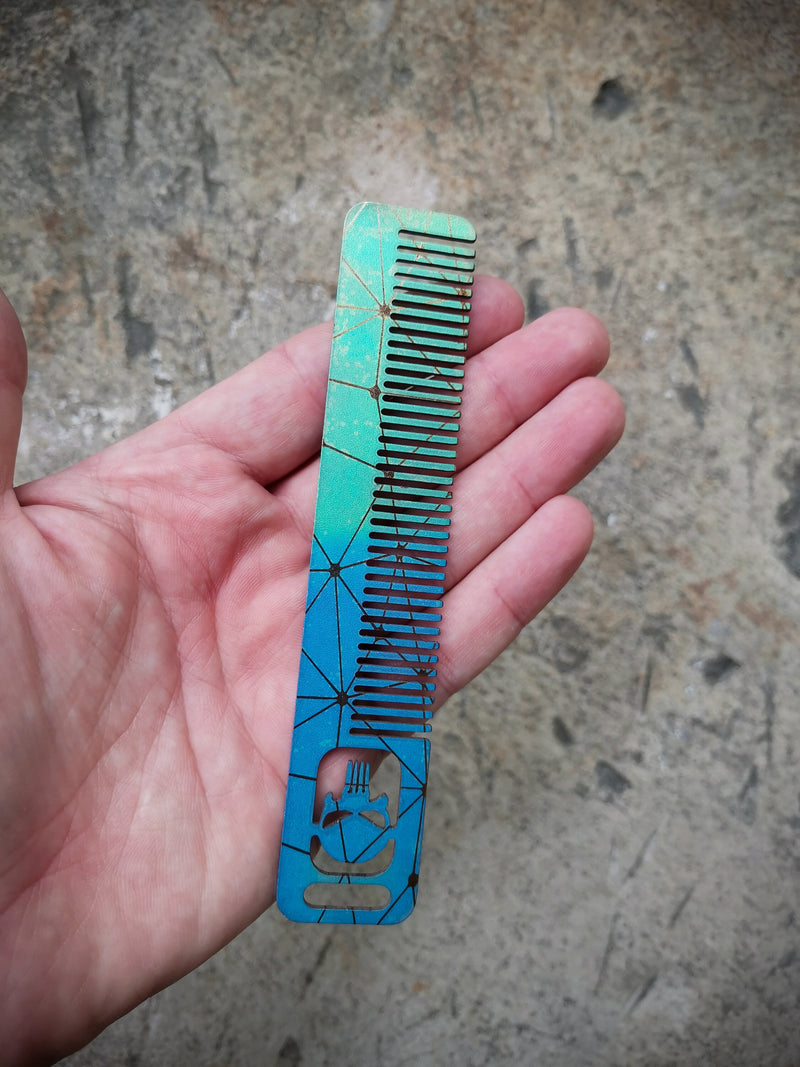 Load image into Gallery viewer, Custom Titanium Pocket Comb - Middle Size EDC Hair & Beard Tool by CALTI