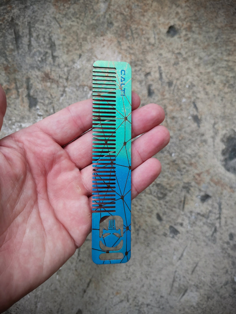 Load image into Gallery viewer, Custom Titanium Pocket Comb - Middle Size EDC Hair & Beard Tool by CALTI