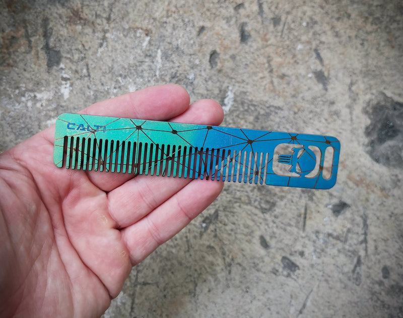 Load image into Gallery viewer, Custom Titanium Pocket Comb - Middle Size EDC Hair & Beard Tool by CALTI