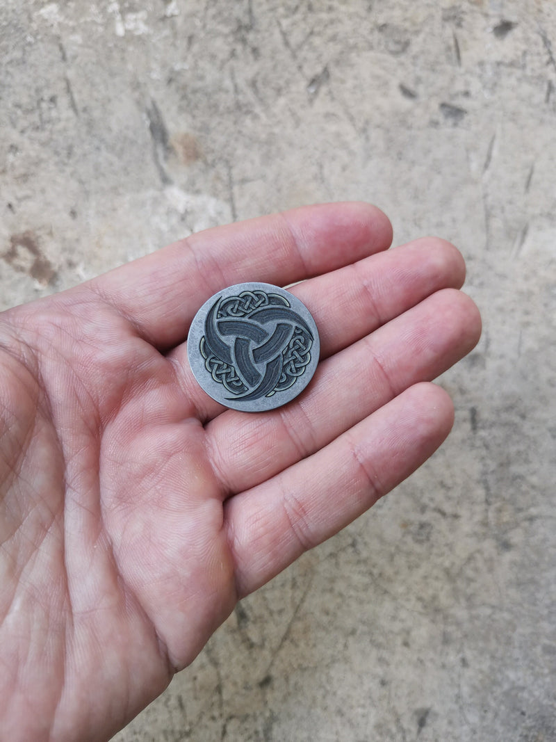 Load image into Gallery viewer, Vegvisir Titanium EDC Worry Coin - Stress Relief Toy - Haptic - EDC Keychain - Knife Accessories - Worry beads - Fidget Toy for ADHD