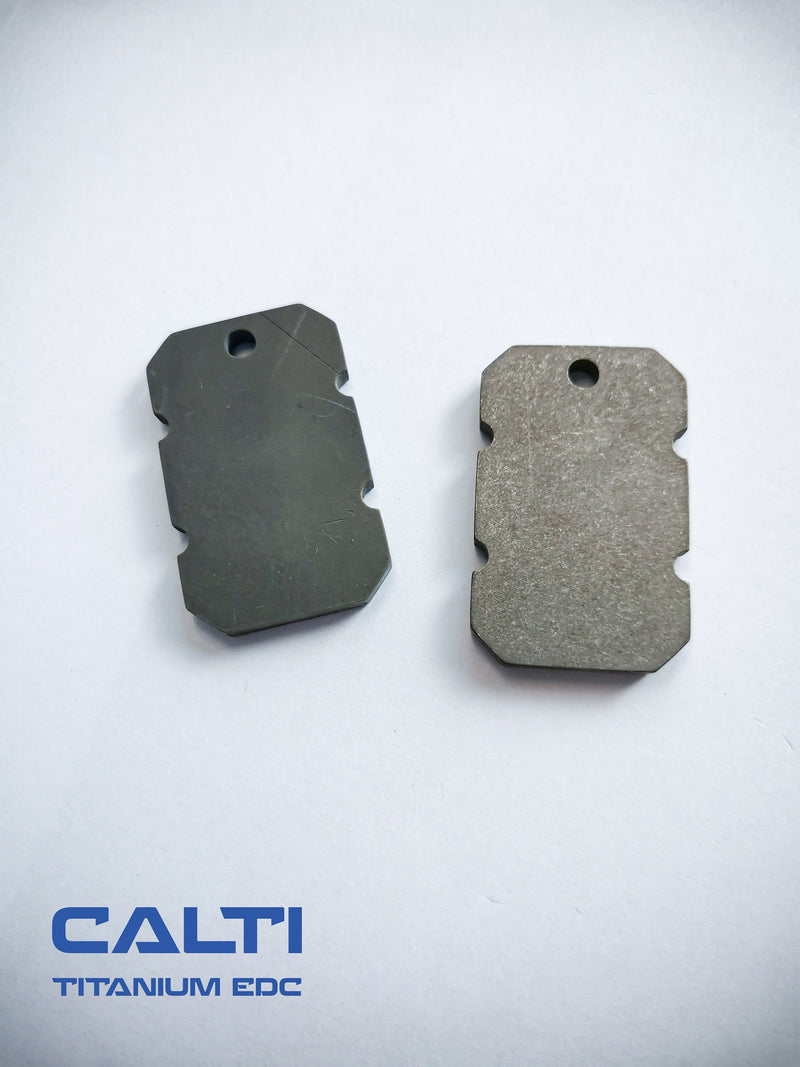 Load image into Gallery viewer, Thick Tiny Titanium tag, Military badge, military Tag, Hypoalergic, Dog tag, pet tag, titanium edc, medical tag, medical alert tag, engraved