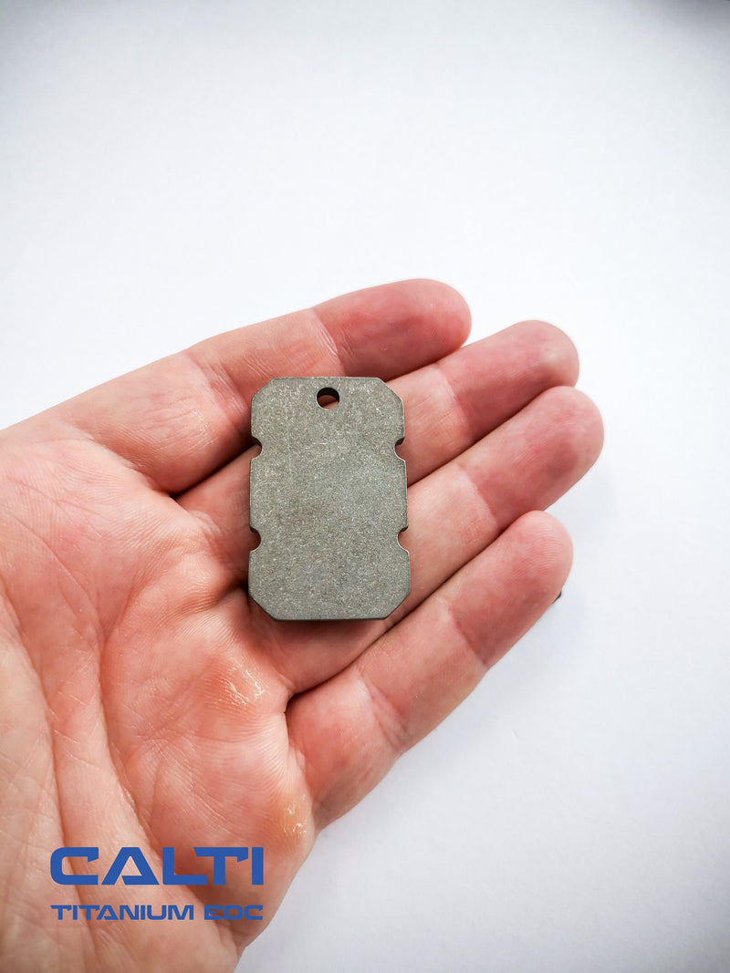 Load image into Gallery viewer, Thick Tiny Titanium tag, Military badge, military Tag, Hypoalergic, Dog tag, pet tag, titanium edc, medical tag, medical alert tag, engraved