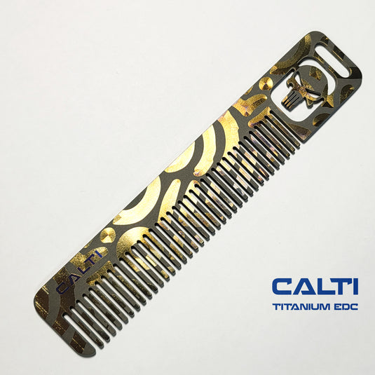 Custom Titanium Pocket Comb - Middle Size EDC Hair & Beard Tool by CALTI