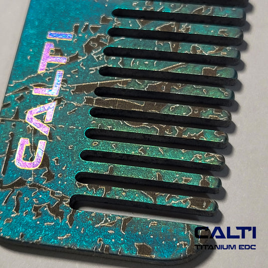 Custom Titanium Pocket Comb - Middle Size EDC Hair & Beard Tool by CALTI