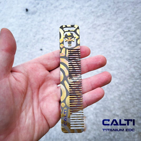 Custom Titanium Pocket Comb - Middle Size EDC Hair & Beard Tool by CALTI