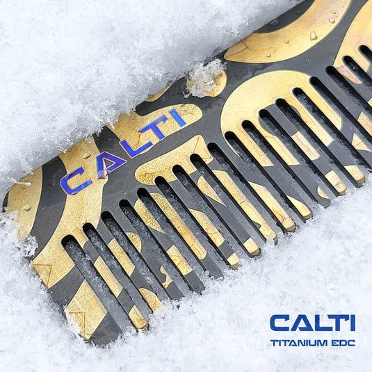 Custom Titanium Pocket Comb - Middle Size EDC Hair & Beard Tool by CALTI