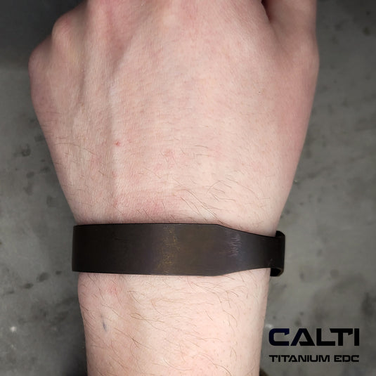 CALTI Raw Titanium Cuff Bracelet Hypoallergenic Anodized Design