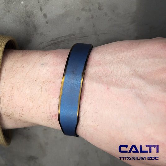 CALTI Customized Titanium Cuff Bracelet Hypoallergenic Anodized Design Two Tone