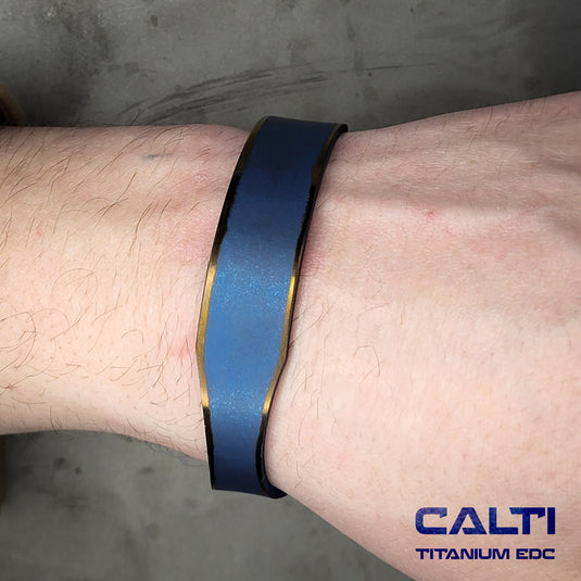CALTI Customized Titanium Cuff Bracelet Hypoallergenic Anodized Design Two Tone