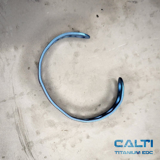 CALTI Titanium Blue Two-Tone Cuff Bracelet Hypoallergenic Anodized Design