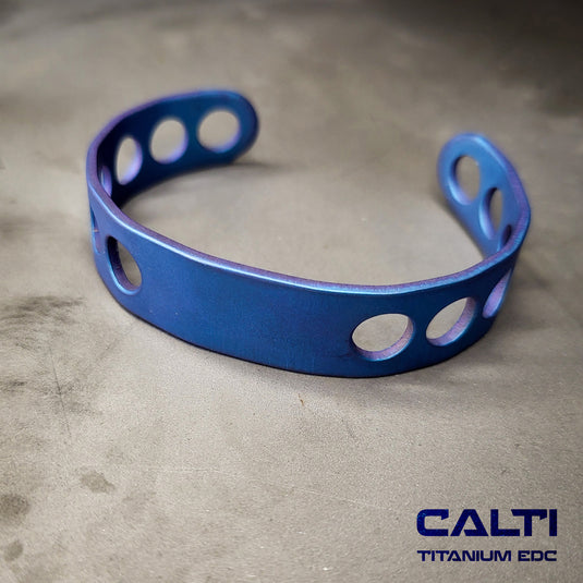 CALTI Titanium Blue Cuff Bracelet Hypoallergenic Anodized Design