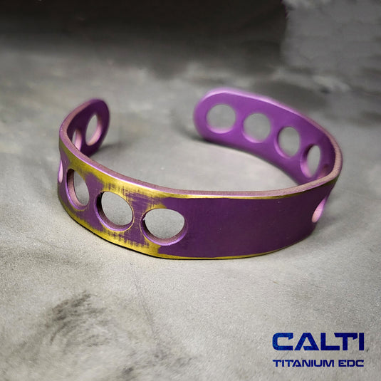 CALTI Titanium Two-Tone Cuff Bracelet Hypoallergenic Anodized Design