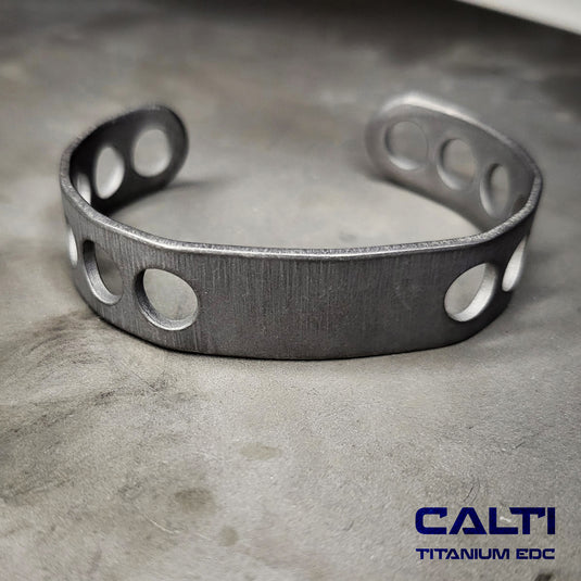 CALTI Raw Titanium Cuff Bracelet Hypoallergenic Anodized Design