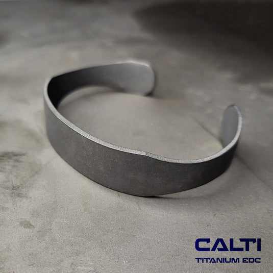 CALTI Raw Titanium Cuff Bracelet Hypoallergenic Anodized Design