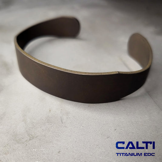 CALTI Raw Titanium Cuff Bracelet Hypoallergenic Anodized Design