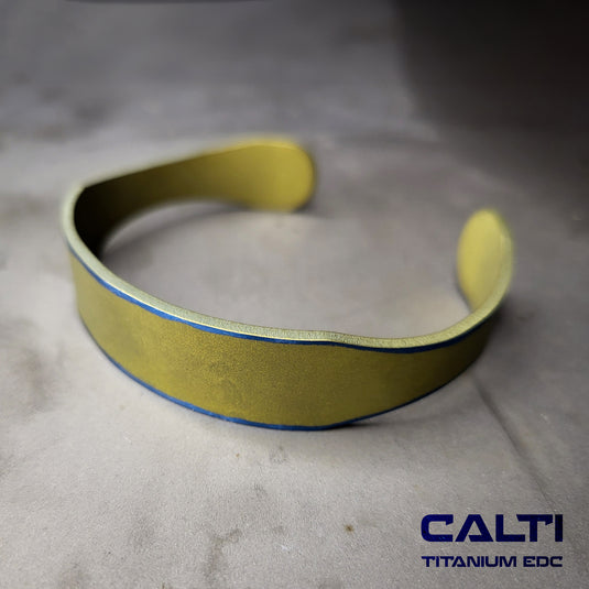 CALTI Customized Titanium Cuff Bracelet Hypoallergenic Anodized Design Two Tone