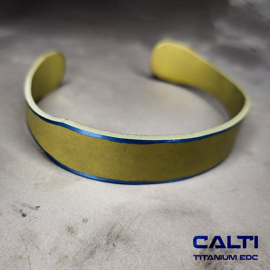 CALTI Customized Titanium Cuff Bracelet Hypoallergenic Anodized Design Two Tone