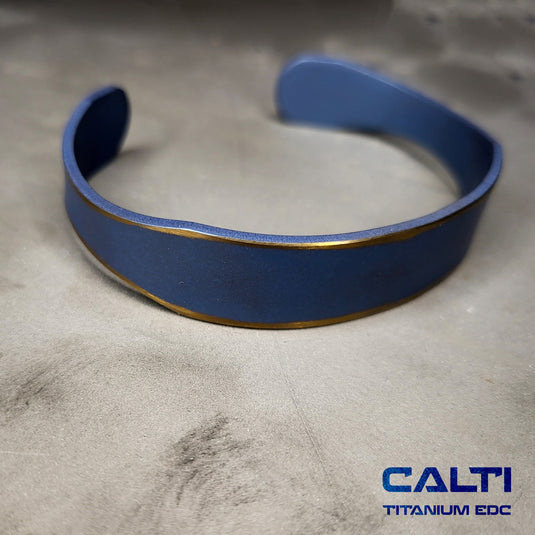CALTI Customized Titanium Cuff Bracelet Hypoallergenic Anodized Design Two Tone