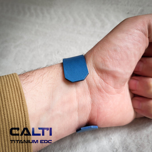 CALTI Raw Titanium Cuff Bracelet Hypoallergenic Anodized Design Two Tone