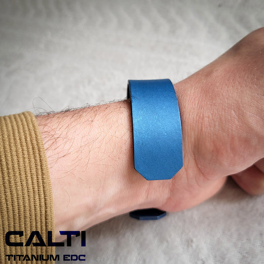 CALTI Raw Titanium Cuff Bracelet Hypoallergenic Anodized Design Two Tone