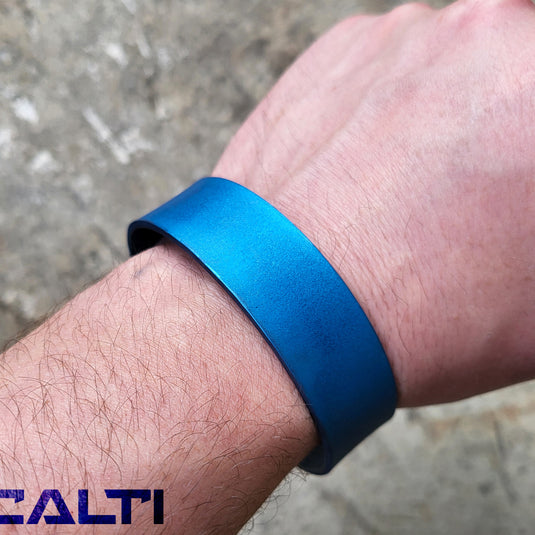 CALTI Raw Titanium Cuff Bracelet Hypoallergenic Anodized Design Two Tone
