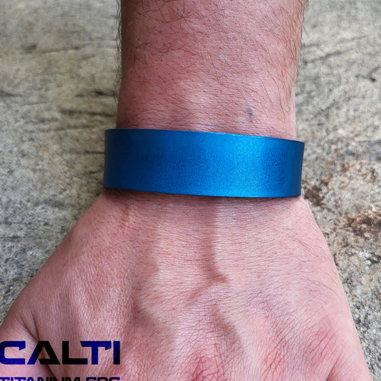 CALTI Raw Titanium Cuff Bracelet Hypoallergenic Anodized Design Two Tone