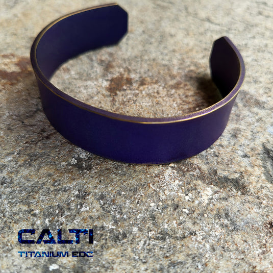 CALTI Customized Titanium Cuff Bracelet Hypoallergenic Anodized Design Two Tone