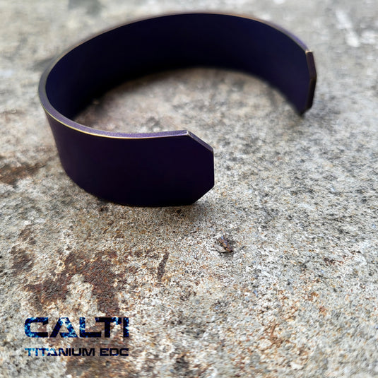 CALTI Customized Titanium Cuff Bracelet Hypoallergenic Anodized Design Two Tone