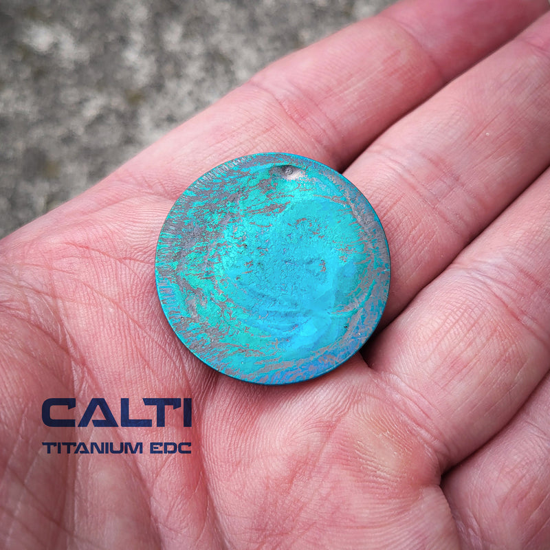 Load image into Gallery viewer, Titanium EDC Worry Coin - Toy Haptic - EDC Keychain - Knife Accessories - Worry beads - Fidget Toy
