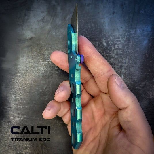 Custom Titanium Utility Blade Holder - EDC Pocket Knife & Box Cutter - Durable EDC Blade Holder