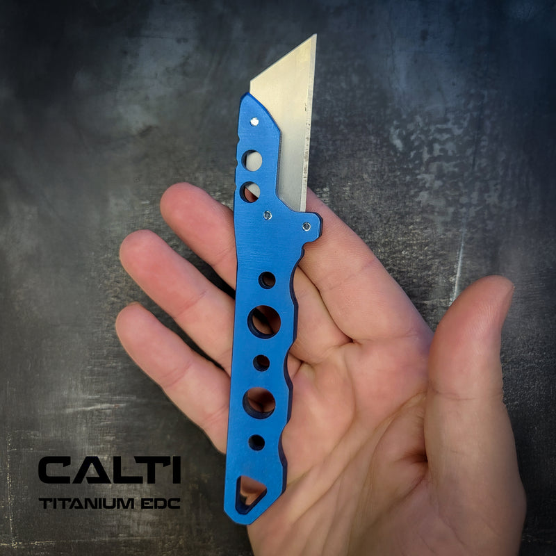 Load image into Gallery viewer, Custom Titanium Utility Blade Holder - EDC Pocket Knife &amp; Box Cutter - Durable EDC Blade Holder
