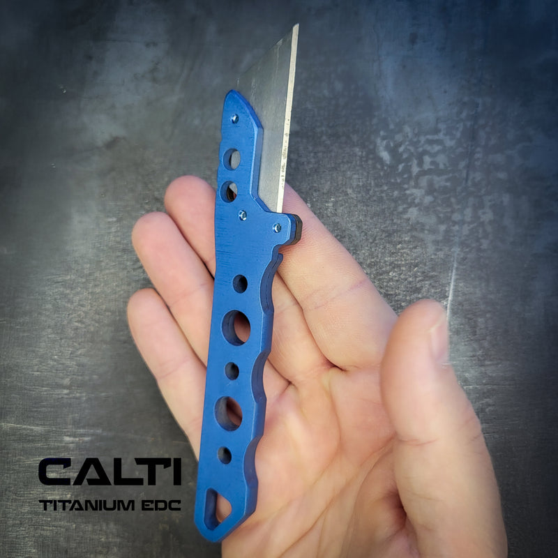 Load image into Gallery viewer, Custom Titanium Utility Blade Holder - EDC Pocket Knife &amp; Box Cutter - Durable EDC Blade Holder
