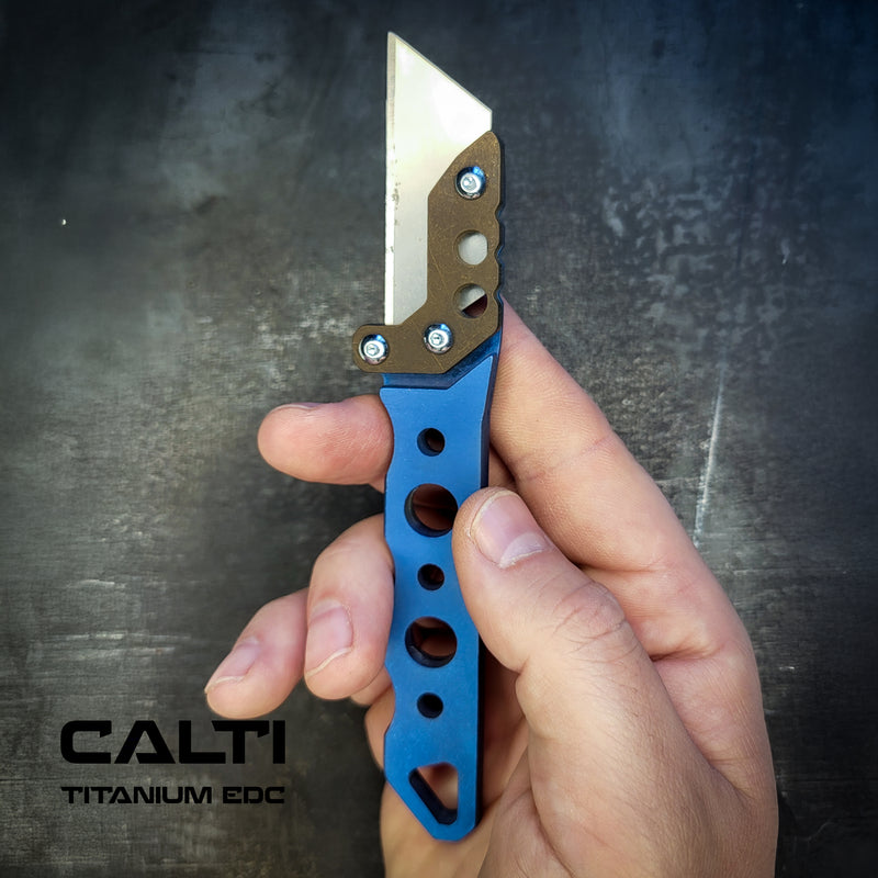 Load image into Gallery viewer, Custom Titanium Utility Blade Holder - EDC Pocket Knife &amp; Box Cutter - Durable EDC Blade Holder
