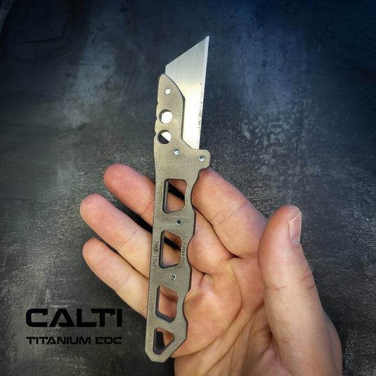 Custom Titanium Utility Blade Holder - EDC Pocket Knife & Box Cutter - Durable EDC Blade Holder