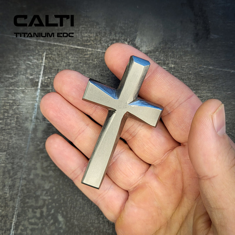 Load image into Gallery viewer, Big Custom Titanium Cross, Hypoallergic Christian Custom Accessory, Necklace or Keychain
