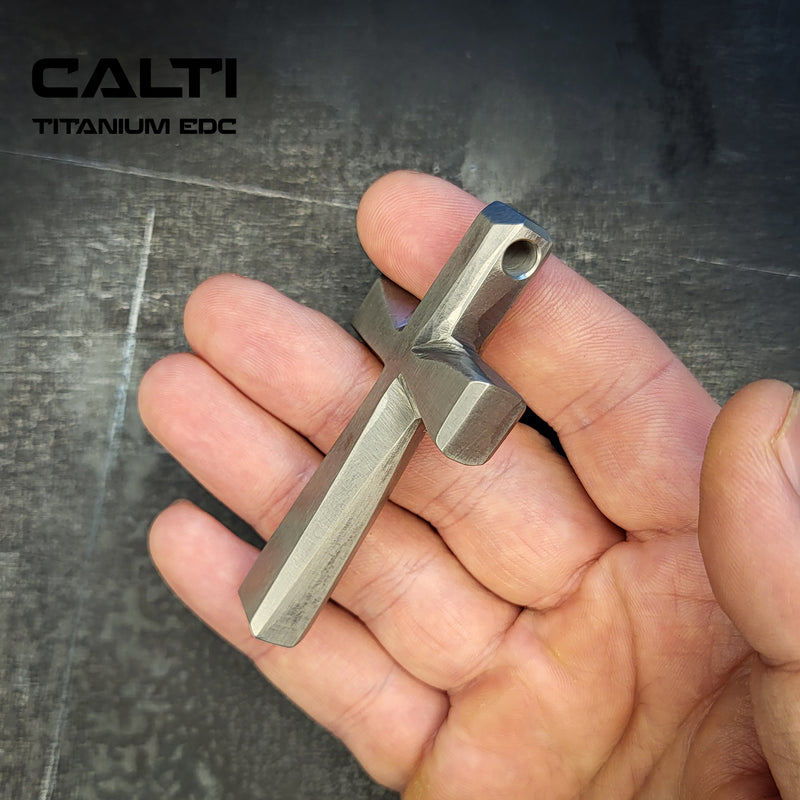 Load image into Gallery viewer, Big Custom Titanium Cross, Hypoallergic Christian Custom Accessory, Necklace or Keychain
