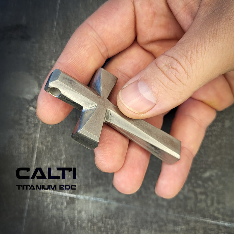 Load image into Gallery viewer, Big Custom Titanium Cross, Hypoallergic Christian Custom Accessory, Necklace or Keychain
