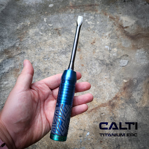 Custom Handmade Titanium Flathead Screwdriver - With internal tool compartment - Precision Salt Waterproof Tool