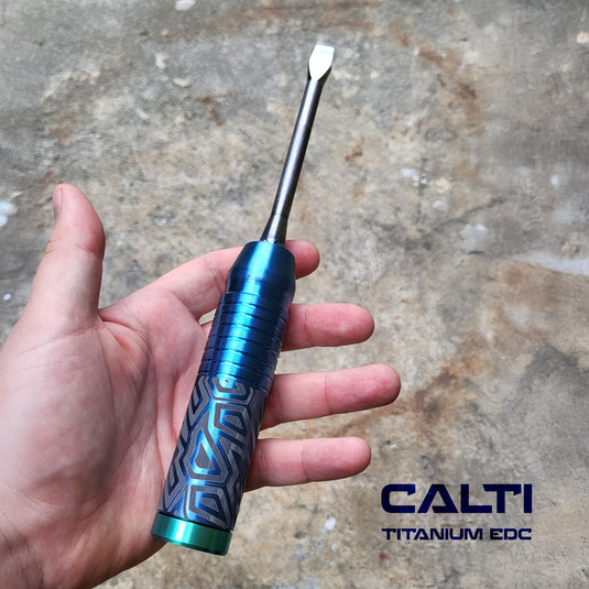 Custom Handmade Titanium Flathead Screwdriver - With internal tool compartment - Precision Salt Waterproof Tool