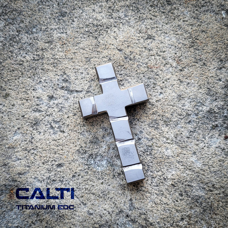 Load image into Gallery viewer, Custom Titanium Large Cross Necklace/Keychain: Hypoallergenic Christian Accessory
