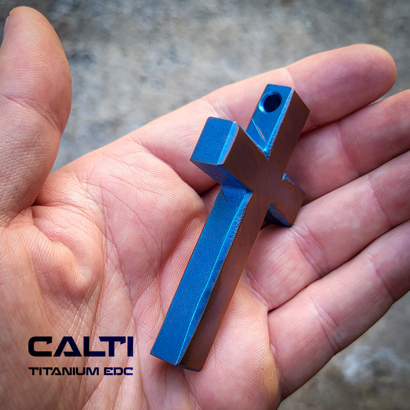 Load image into Gallery viewer, Custom Titanium Cross Necklace/Keychain: Hypoallergenic Christian Accessory
